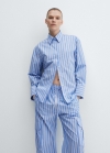 Mango Camisa rayas lazo - Azul celeste