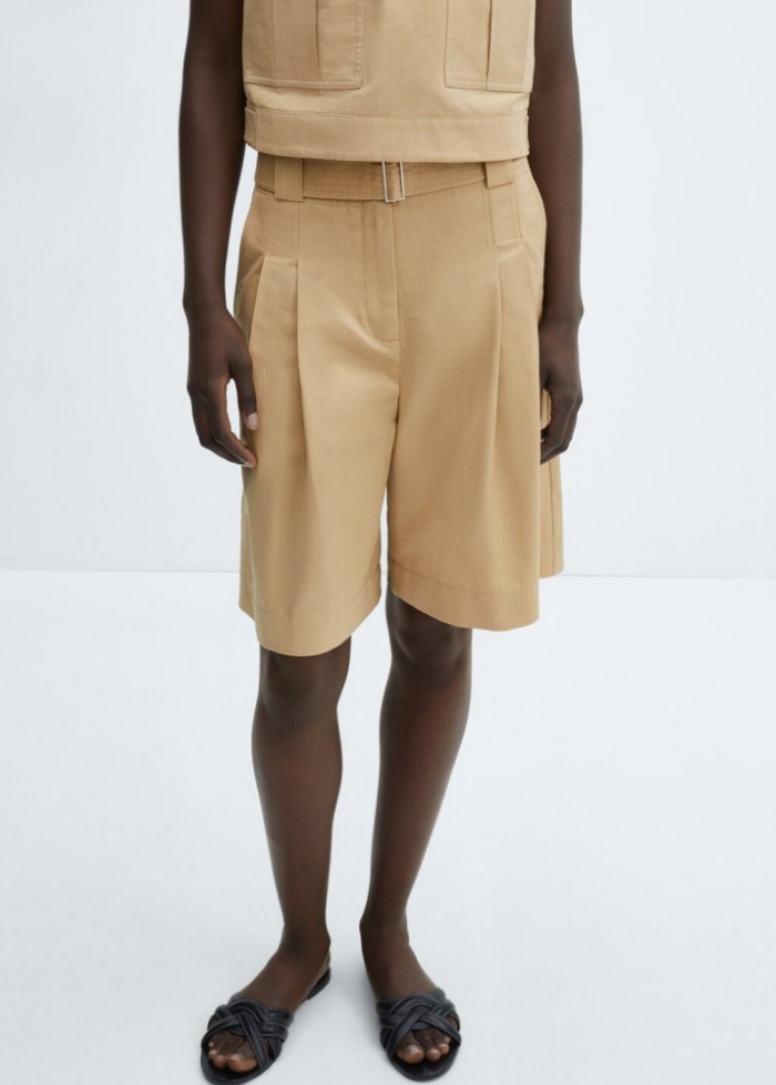 Mango Bermudas pinzas detalle - Marrón medio