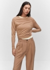 Mango Jersey punto fino cuello redondo - Marrón medio