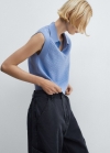 Mango Top calado cuello polo - Azul