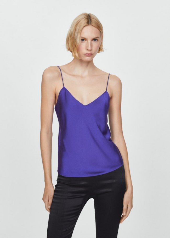 Mango Top lencero tirantes - Azul marino