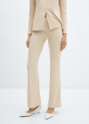 Mango Pantalón punto acampanado - Blanco roto