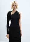 Mango Vestido asimétrico abertura - Negro