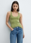 Mango Top canalé lúrex - Verde