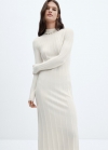 Mango Vestido canalé cuello perkins - Crudo