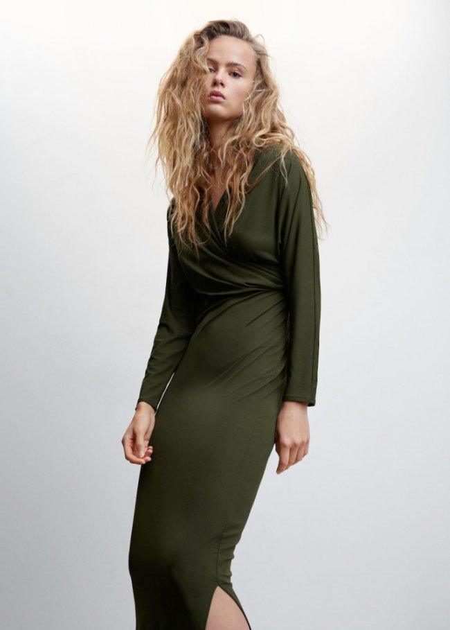 Mango Vestido largo capucha - Khaki