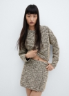 Mango Falda tweed jaspeada - Beige