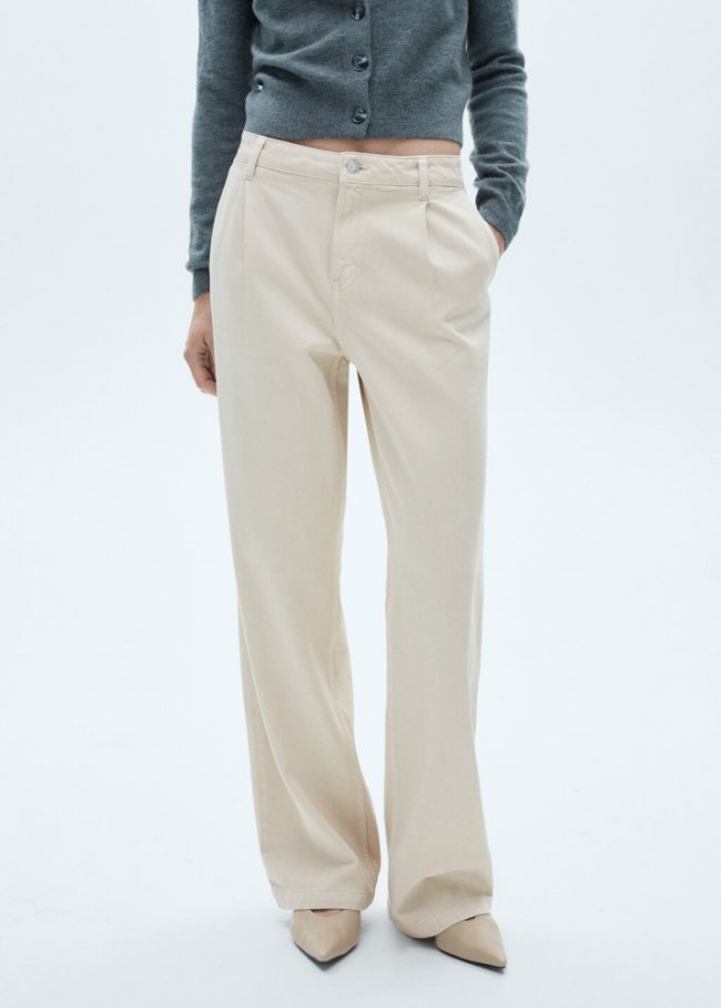 Mango Jeans wideleg pinzas - Crudo