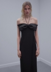 Mango Vestido cruzado escote lazo - Negro