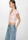 Mango Blusa floral cierre lazos - Blanco roto