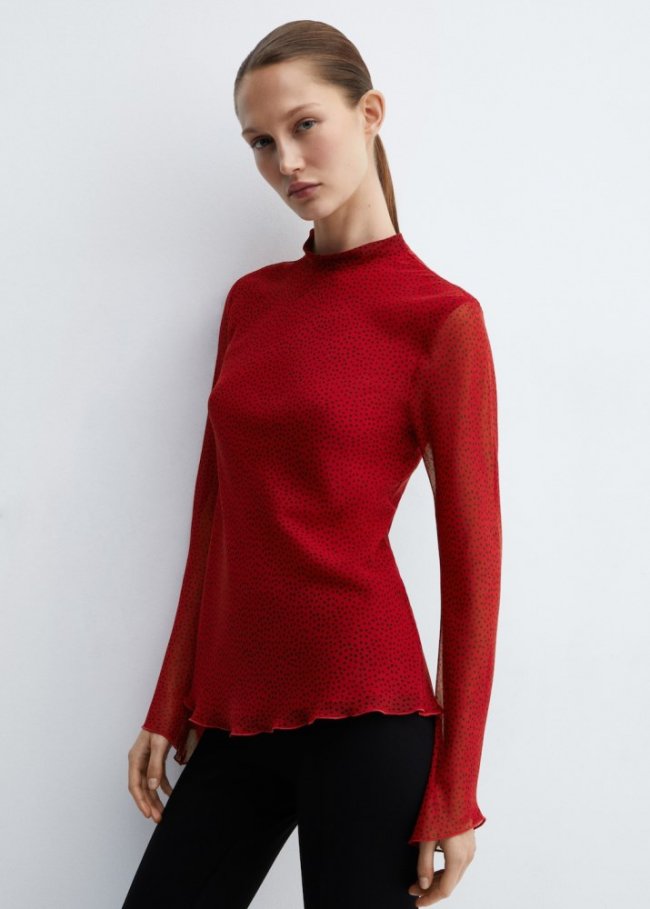 Mango Blusa espalda lazo - Rojo