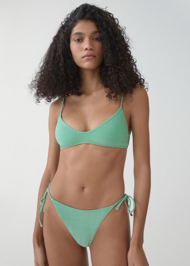 Mango Braguita bikini hilo metálico - Turquesa