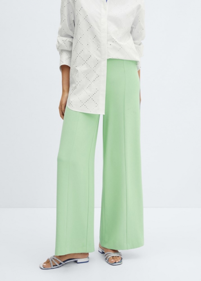 Mango Pantalón pinzas wideleg - Verde pastel