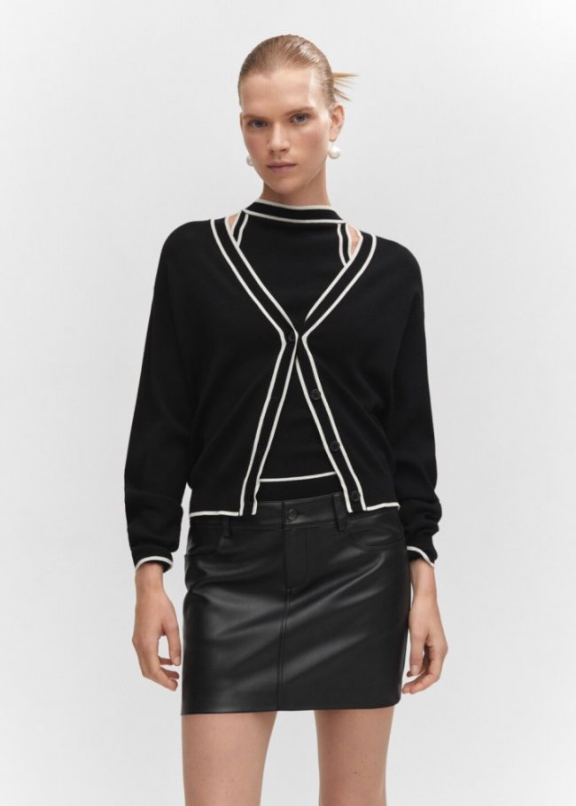 Mango Minifalda efecto piel - Negro
