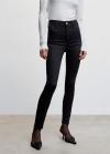 Mango Jeggings algodón tiro alto - Denim negro
