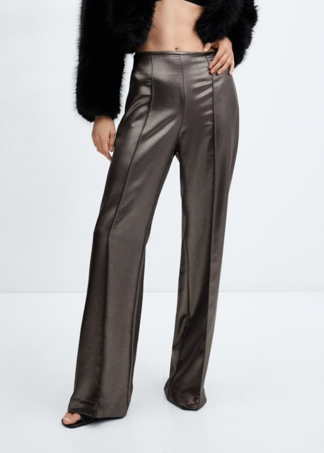 Mango Pantalón efecto metalizado - Plata