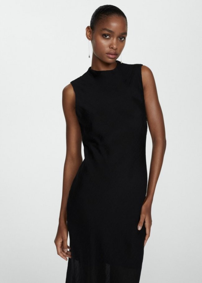 Mango Vestido midi lyocel - Negro