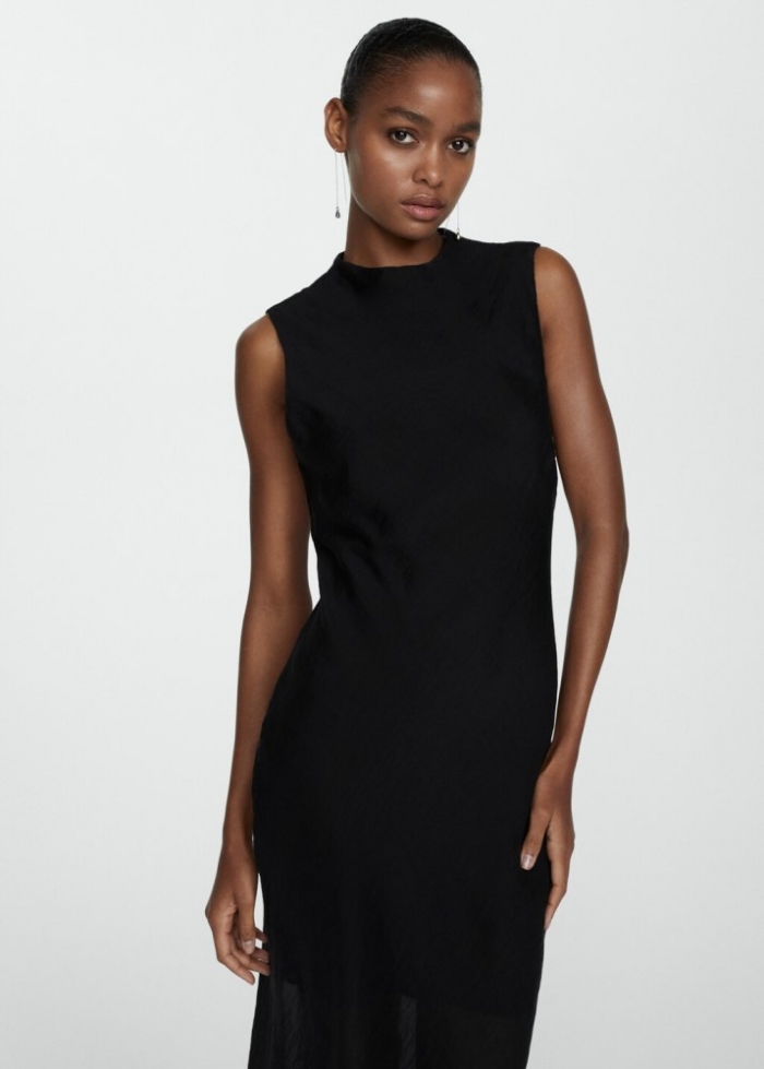 Mango Vestido midi lyocel - Negro