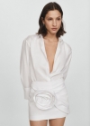 Mango Minifalda maxi flor - Blanco