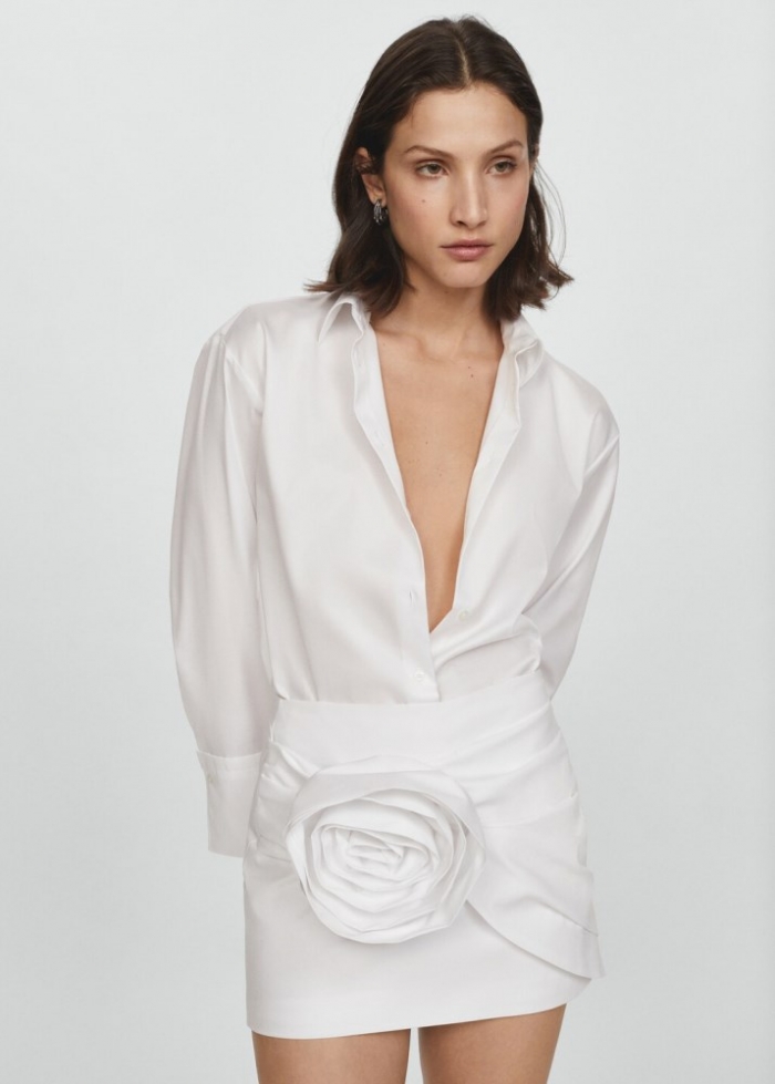 Mango Minifalda maxi flor - Blanco