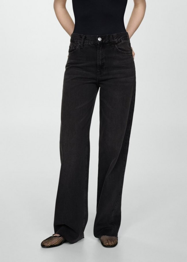 Mango Jeans wideleg tiro alto - Denim negro