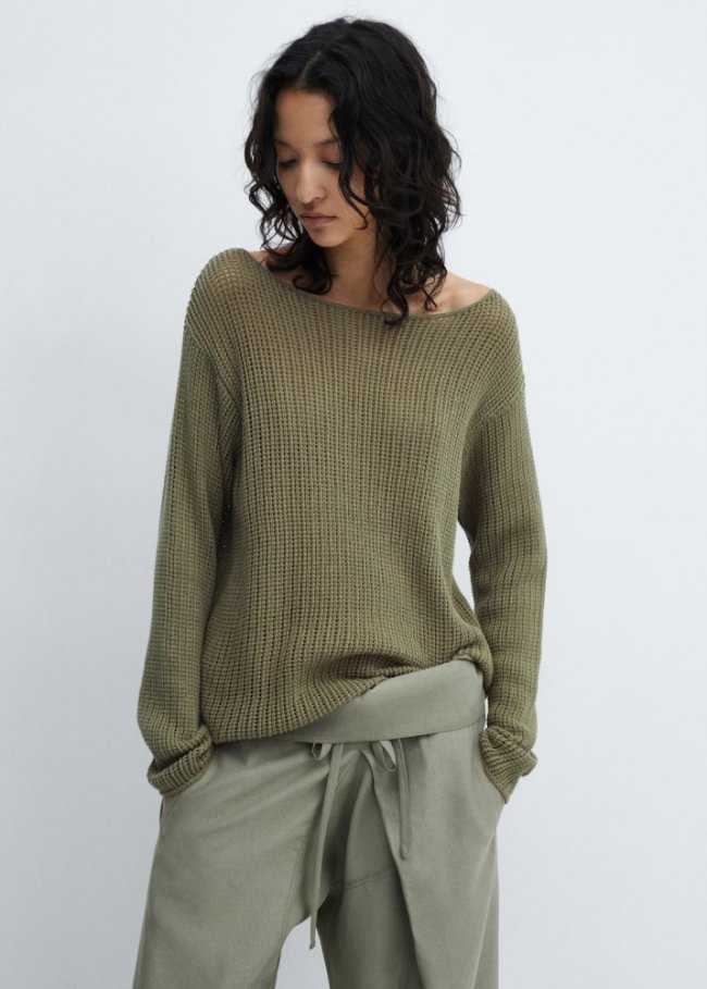 Mango Jersey punto cuello barco - Khaki