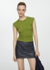 Mango Camiseta textura manga corta - Verde