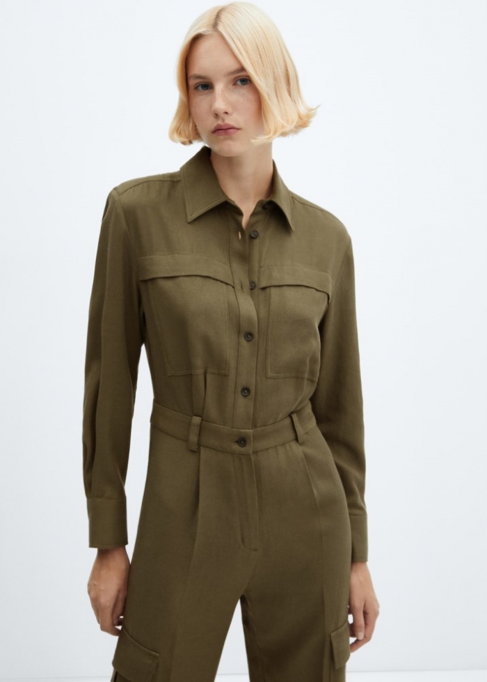 Mango Mono algodón bolsillos - Khaki