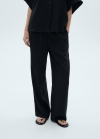 Mango Pantalón recto fluido - Negro