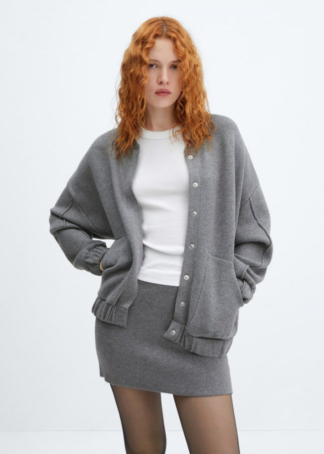 Mango Chaqueta bomber punto - Gris oscuro vigoré
