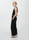 Mango Pantalón cargo bordado - Negro