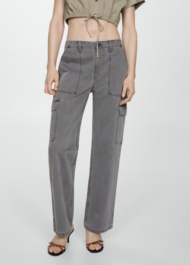 Mango Jeans cargo bolsillos - Gris antracita