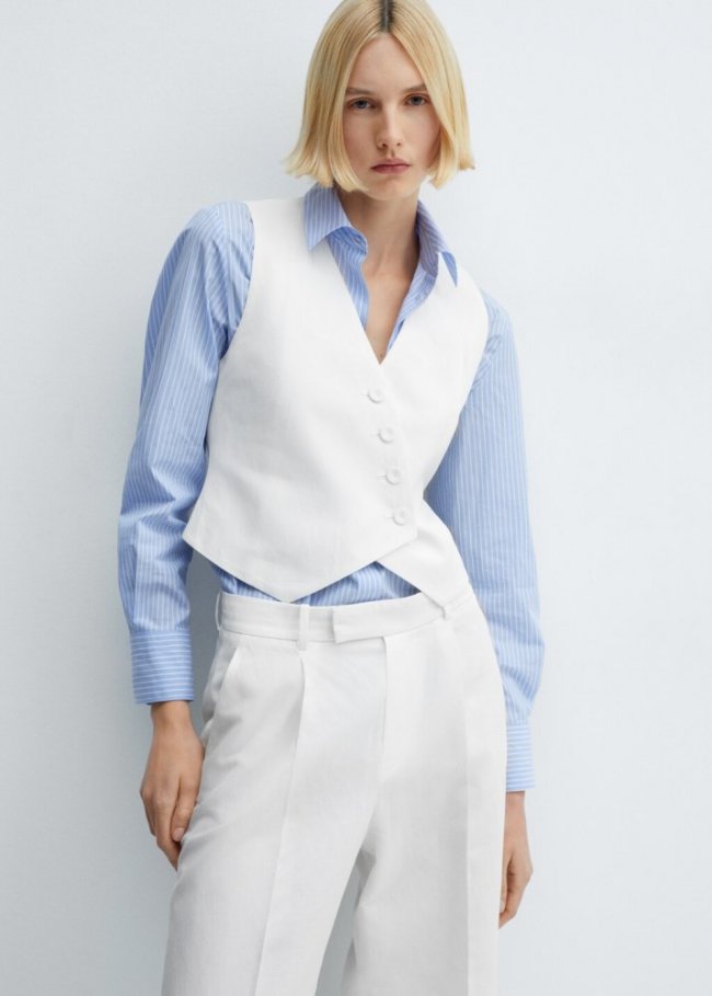 Mango Chaleco traje botones cruzados - Blanco