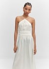 Mango Vestido halter detalles fruncidos - Blanco roto