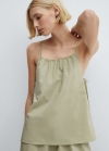 Mango Top pijama algodón - Khaki