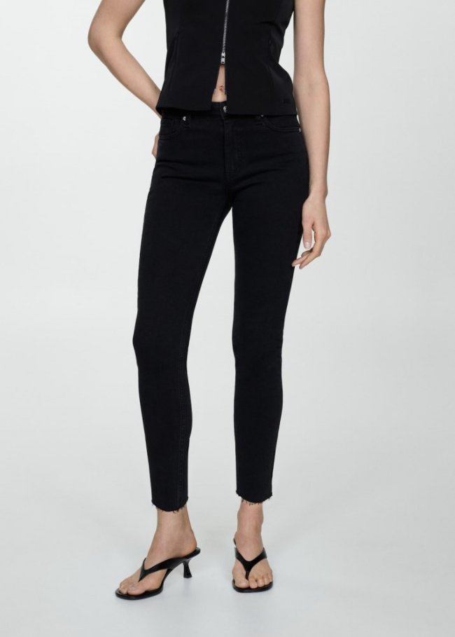 Mango Jeans skinny crop - Denim negro