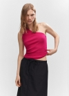 Mango Top punto cuello asimétrico - Fucsia
