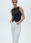 Mango Jeans capri abertura lateral - Blanco