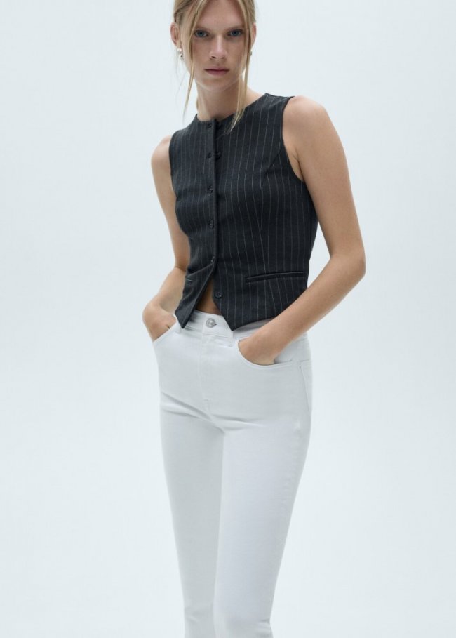 Mango Jeans capri abertura lateral - Blanco