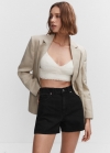 Mango Shorts vaqueros tiro alto - Denim negro