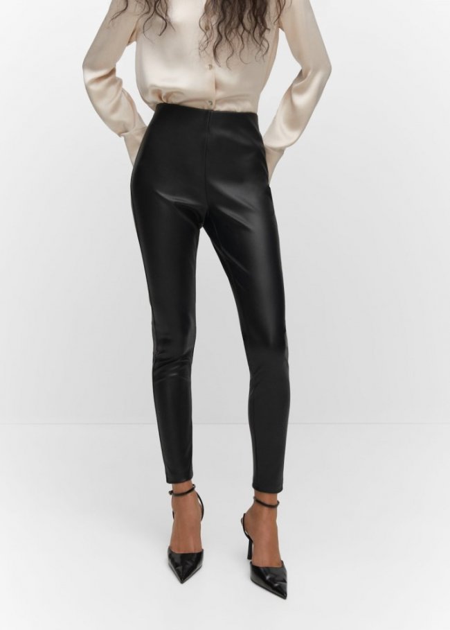 Mango Leggings efecto piel - Negro