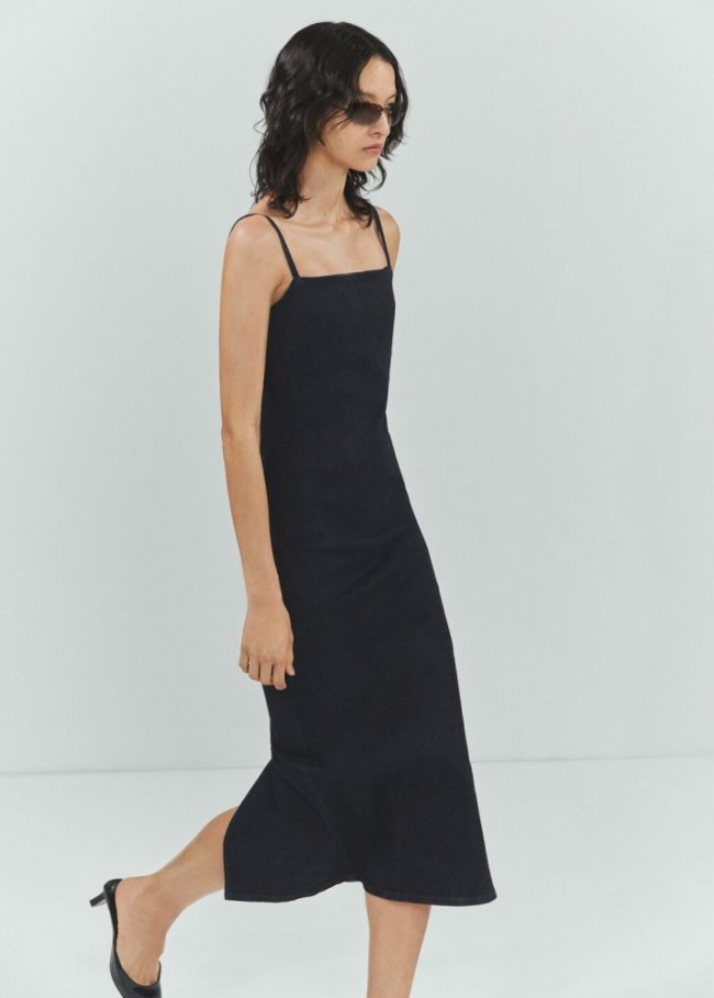 Mango Vestido vaquero tirantes - Azul