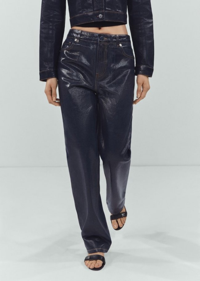Mango Jeans rectos foil - Azul
