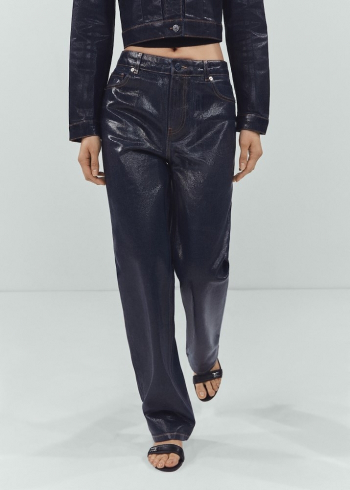 Mango Jeans rectos foil - Azul