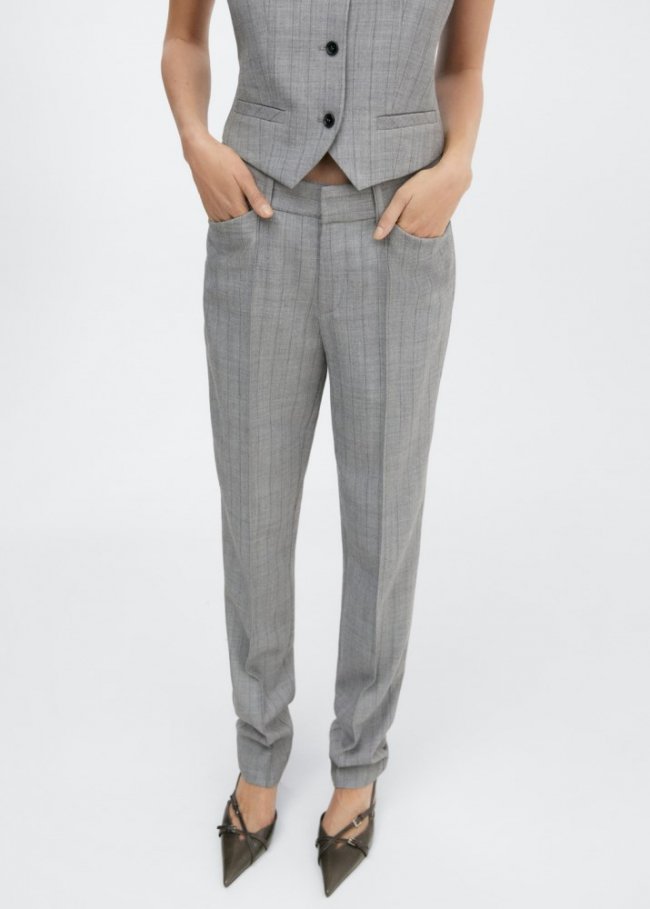 Mango Pantalón traje raya diplomática - Gris claro vigoré