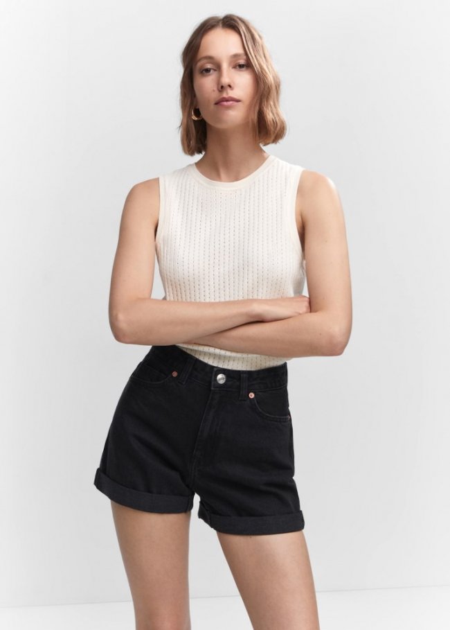 Mango Shorts vaqueros mom-fit - Denim negro