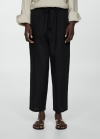 Mango Pantalón 100% lino - Negro