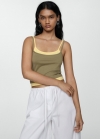Mango Top combinado tirantes finos - Verde