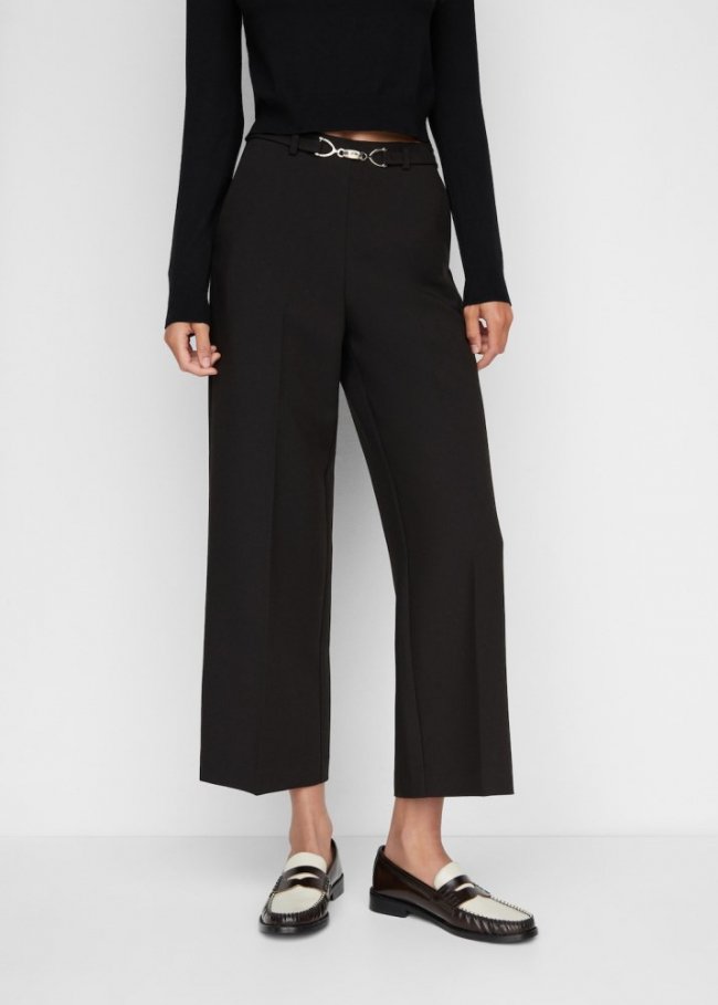 Mango Pantalón culotte cinturón - Negro