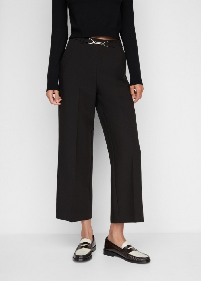 Mango Pantalón culotte cinturón - Negro